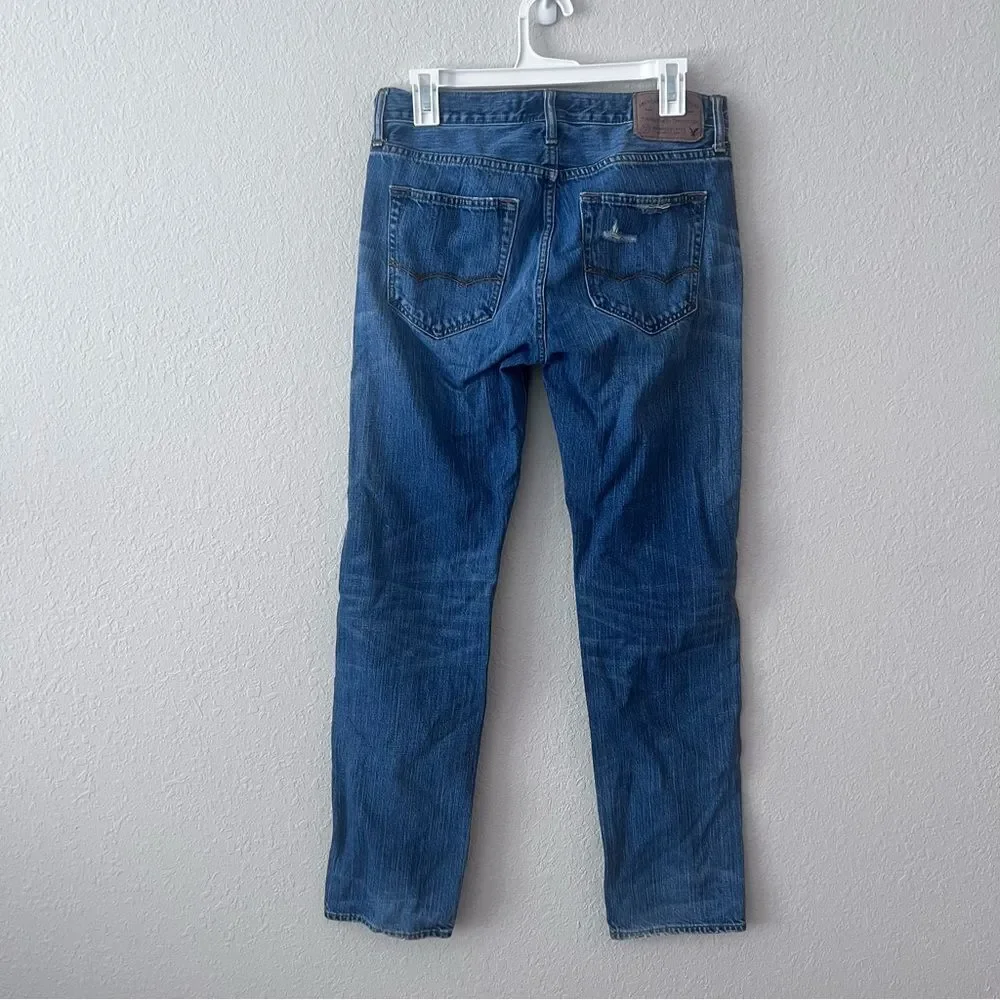 American Eagle Made To Last Slim Straight Jeans Mens Size 29x32 Denim Distressed